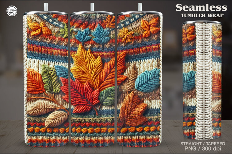 Knitted Fall Seamless Tumbler Wrap 20 oz