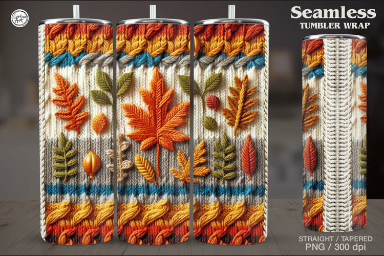 Knitted Fall Seamless Tumbler Wrap 20 oz
