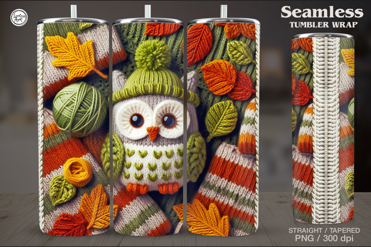 Knitted Fall Seamless Tumbler Wrap 20 oz