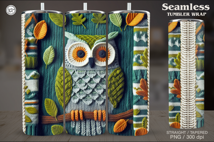 Knitted Fall Seamless Tumbler Wrap 20 oz