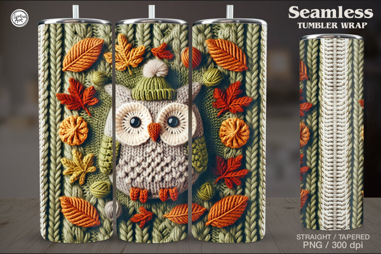 Knitted Fall Seamless Tumbler Wrap 20 oz