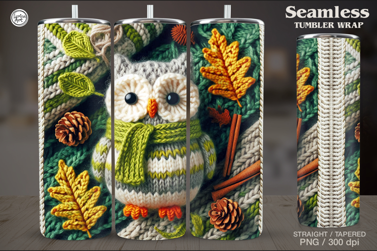 Knitted Fall Seamless Tumbler Wrap 20 oz