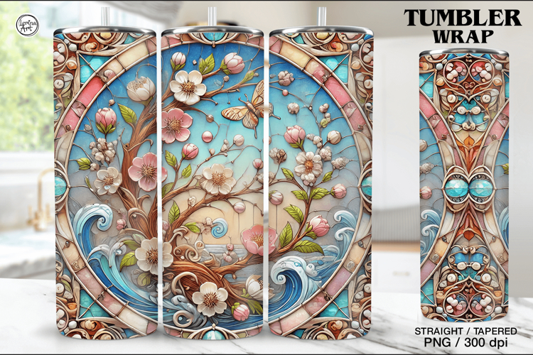 Stained Glass Spring Sublimation, 20 oz Tumbler Wrap