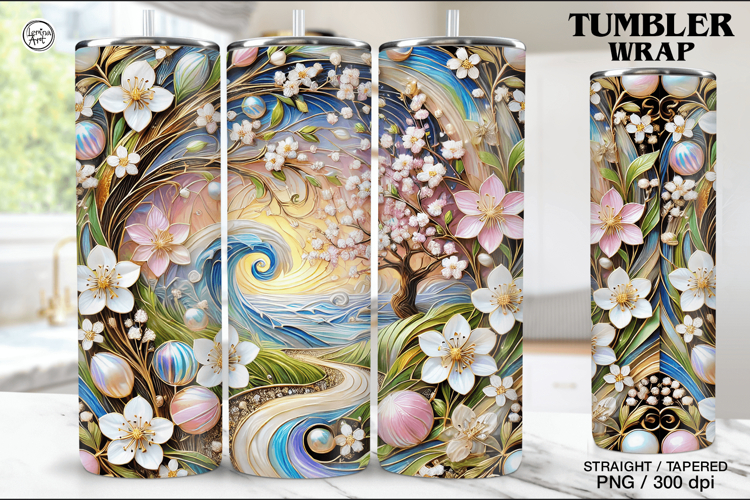 Stained Glass Spring Sublimation, 20 oz Tumbler Wrap