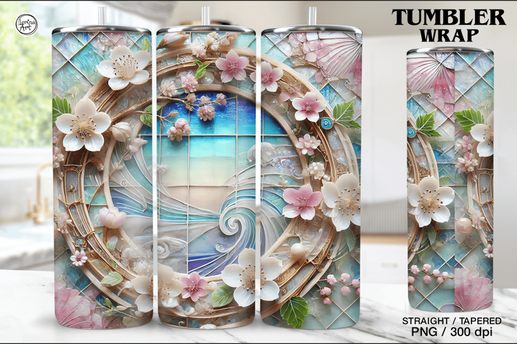 Stained Glass Spring Sublimation, 20 oz Tumbler Wrap