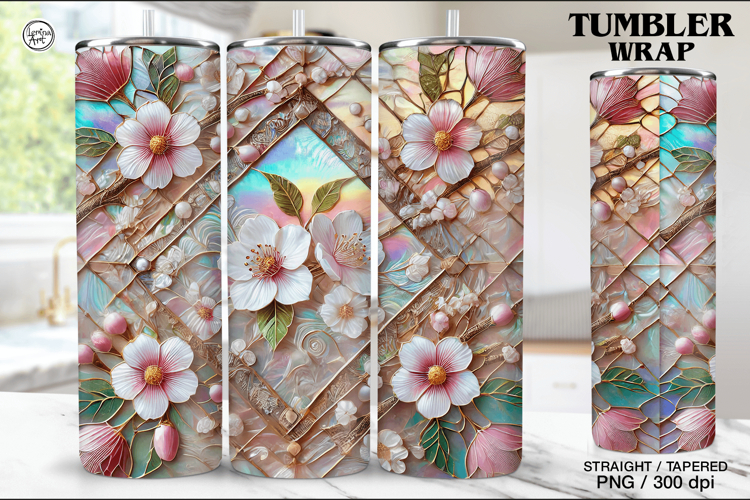 Stained Glass Spring Sublimation, 20 oz Tumbler Wrap
