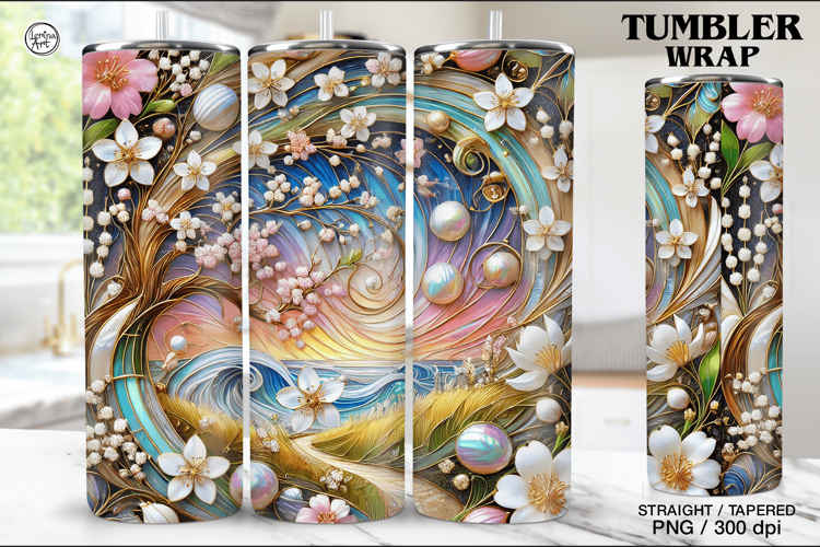 Stained Glass Spring Sublimation, 20 oz Tumbler Wrap