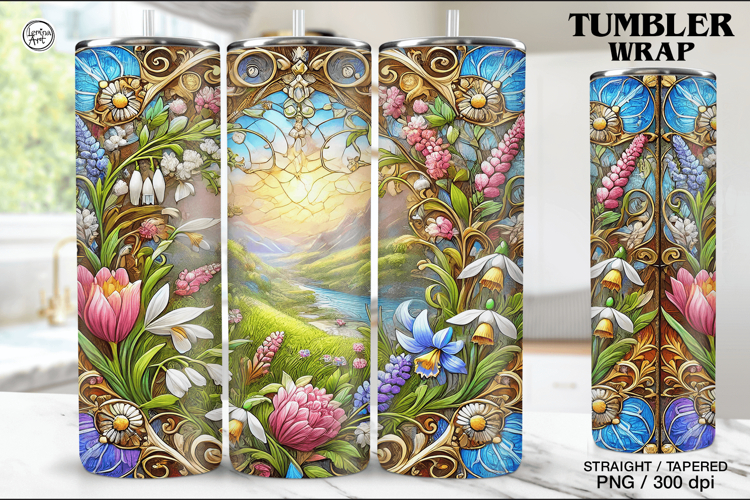 Stained Glass Spring Sublimation, 20 oz Tumbler Wrap