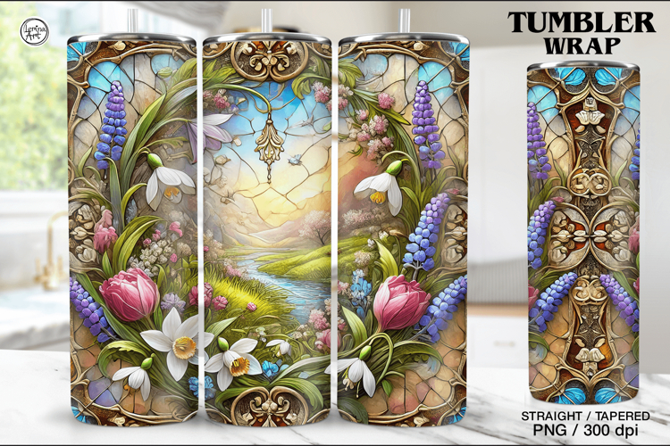 Stained Glass Spring Sublimation, 20 oz Tumbler Wrap