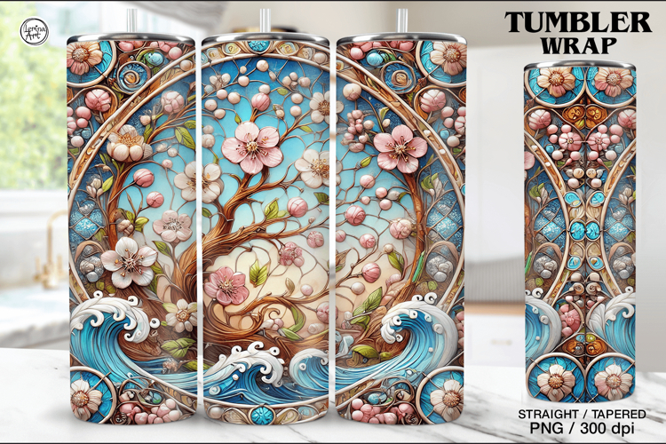 Stained Glass Spring Sublimation, 20 oz Tumbler Wrap