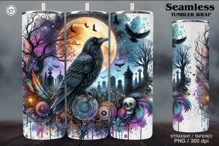 Raven Tumbler Sublimation, 20 oz Tumbler Wrap
