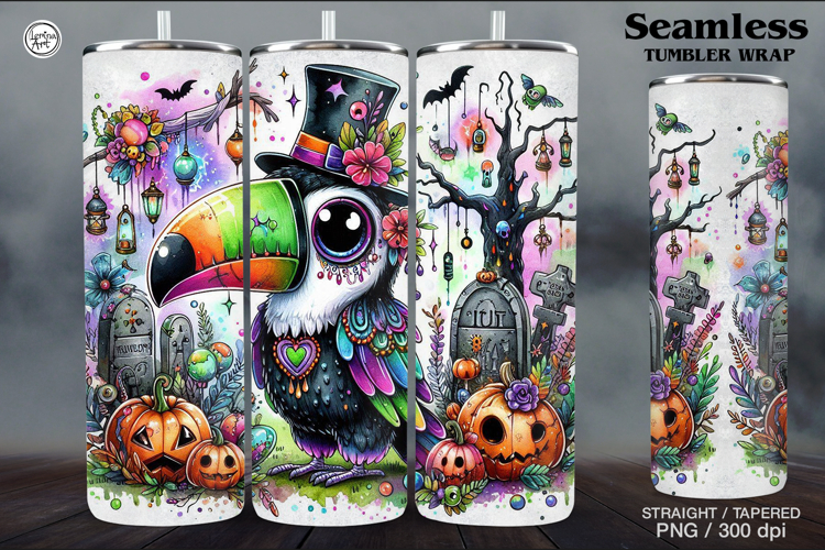 Whimsical Zombie Tumbler Wrap Sublimations, 20 oz