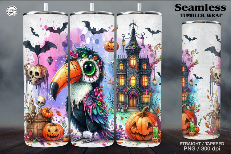 Whimsical Zombie Tumbler Wrap Sublimations, 20 oz