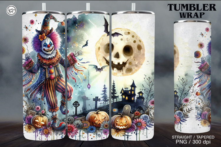 Creepy Clown Tumbler Sublimation, 20 oz Tumbler Wrap