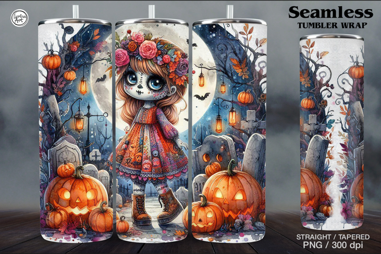 Zombie Doll Tumbler Wrap Sublimations, 20 oz
