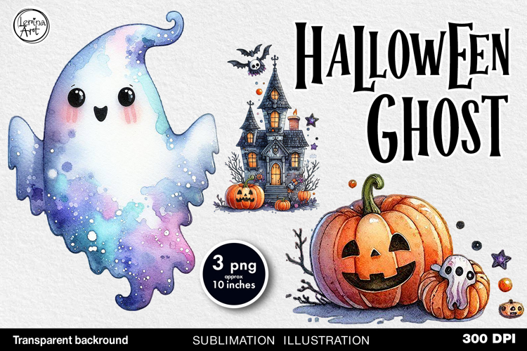 Cute Halloween Ghost. Sublimation design PNG