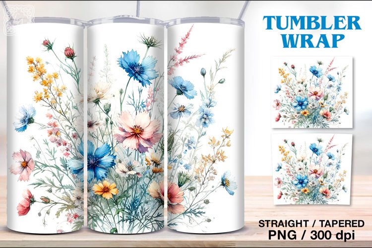 Wild Flower Tumbler Sublimation, 20 oz Tumbler Wrap