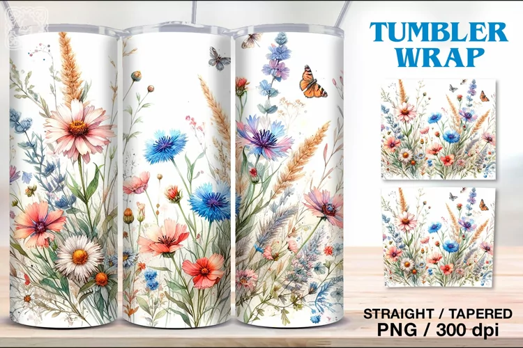 Wild Flower Tumbler Sublimation, 20 oz Tumbler Wrap