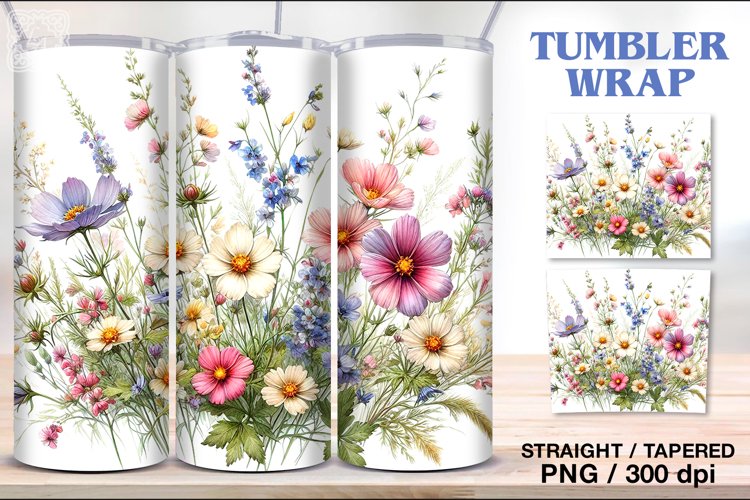 Wild Flower Tumbler Sublimation, 20 oz Tumbler Wrap