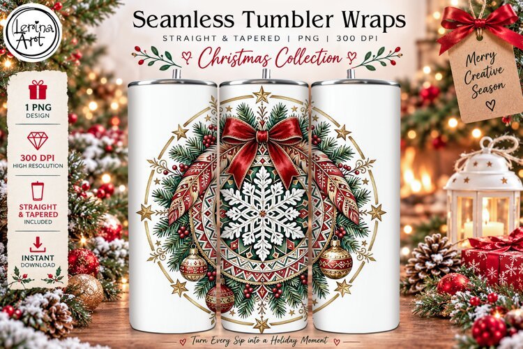 Boho Christmas Tumbler Wrap 20 oz