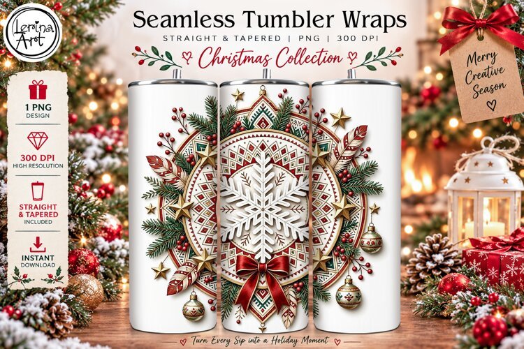 Boho Christmas Tumbler Wrap 20 oz