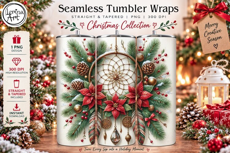 Dream Catcher Christmas Tumbler Wrap 20 oz