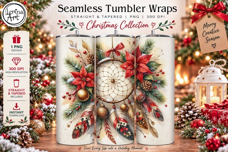 Dream Catcher Christmas Tumbler Wrap 20 oz
