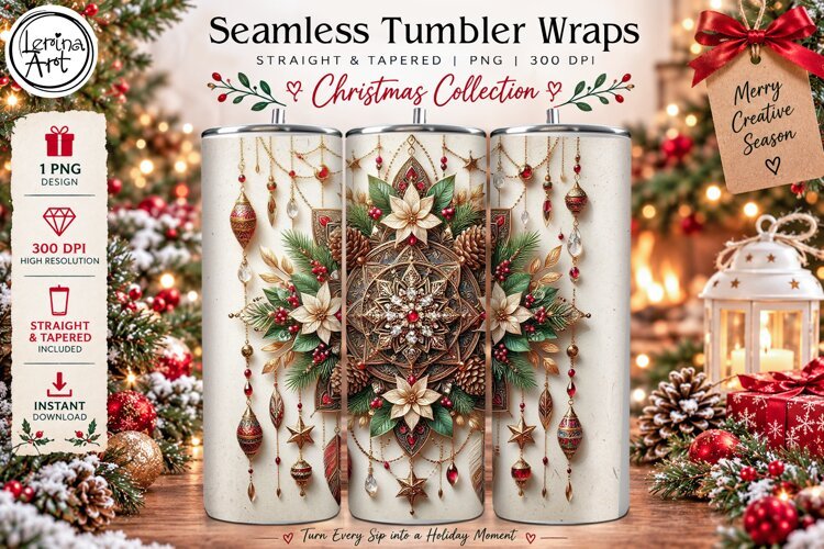 Boho Christmas Tumbler Wrap 20 oz