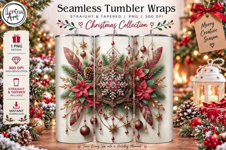 Boho Christmas Tumbler Wrap 20 oz