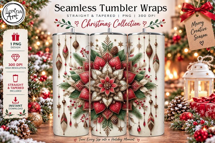 Boho Christmas Tumbler Wrap 20 oz
