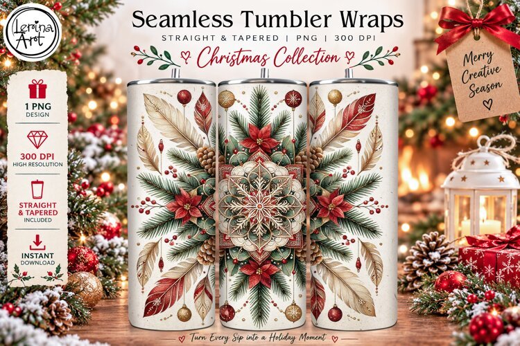 Boho Christmas Tumbler Wrap 20 oz