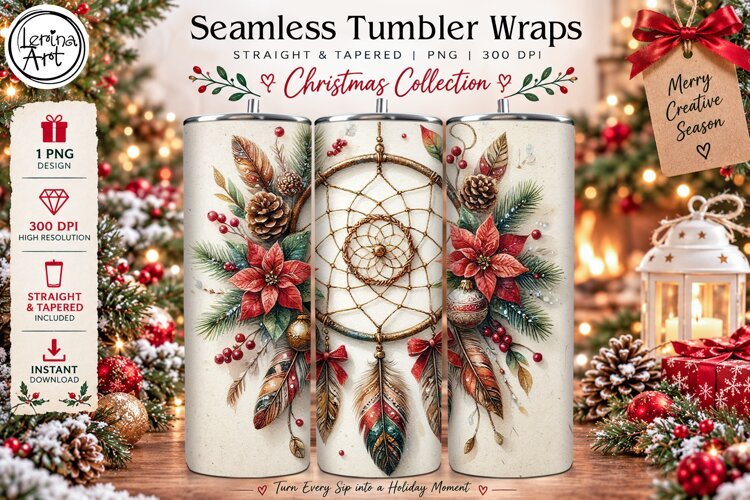 Dream Catcher Christmas Tumbler Wrap 20 oz