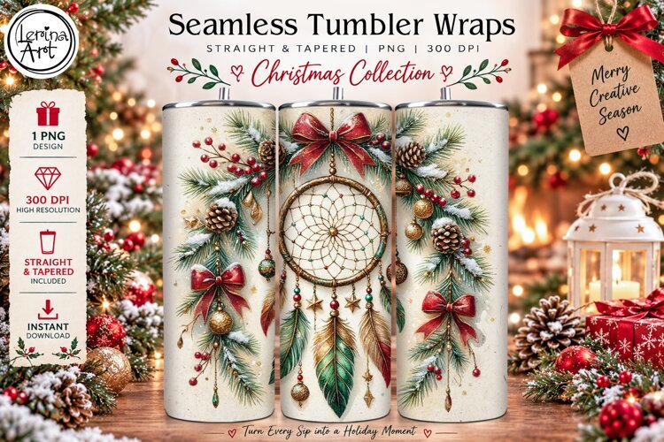 Dream Catcher Christmas Tumbler Wrap 20 oz