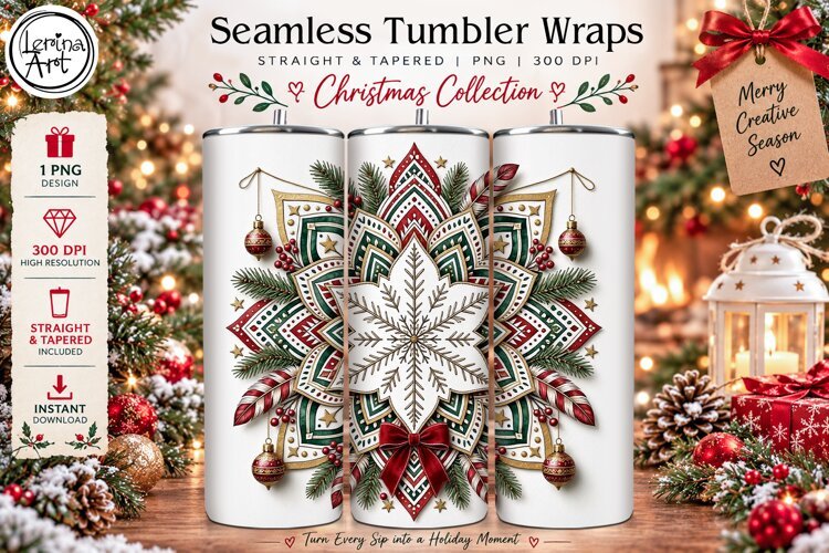 Boho Christmas Tumbler Wrap 20 oz