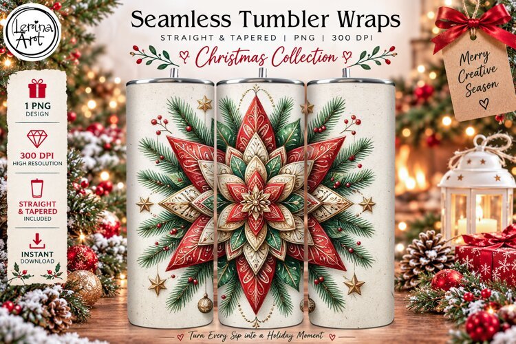 Boho Christmas Tumbler Wrap 20 oz