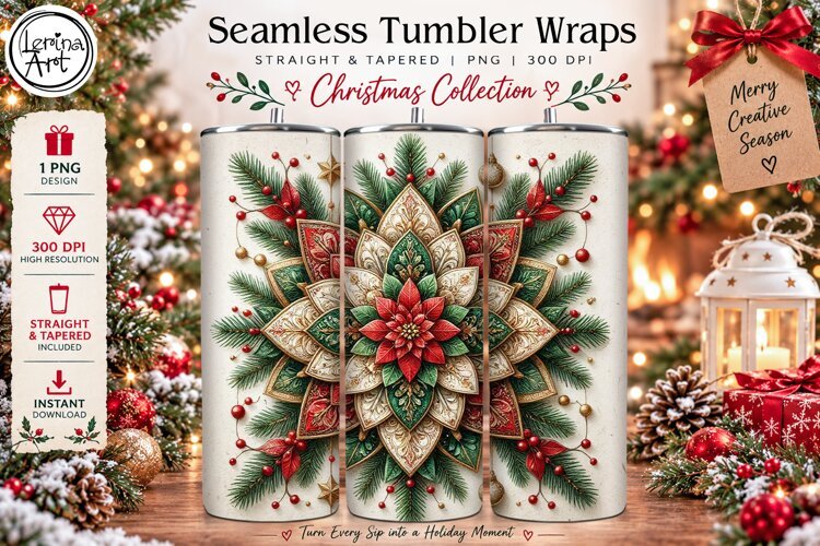 Boho Christmas Tumbler Wrap 20 oz