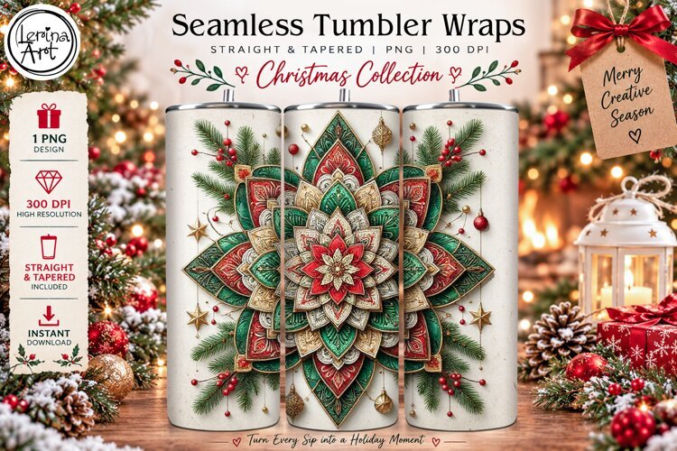 Boho Christmas Tumbler Wrap 20 oz