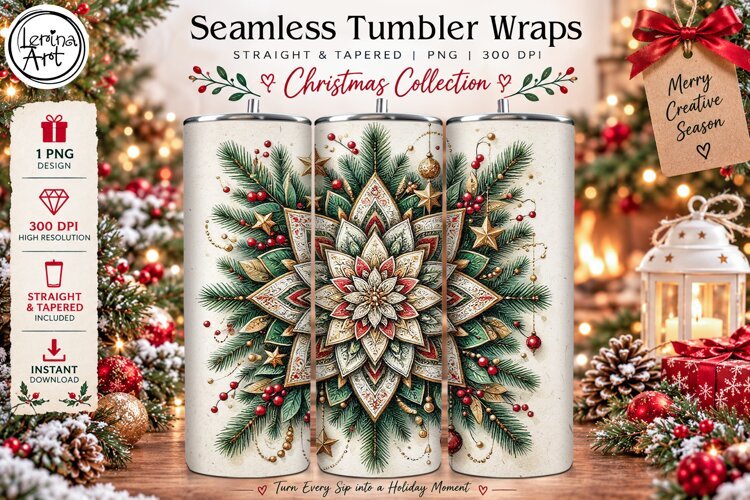 Boho Christmas Tumbler Wrap 20 oz