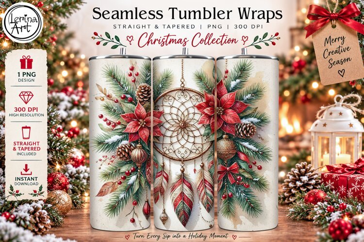 Dream Catcher Christmas Tumbler Wrap 20 oz
