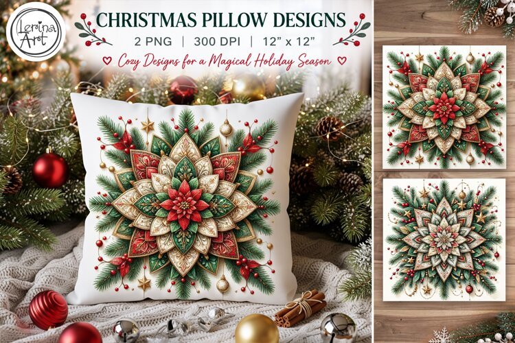 Christmas Pillow Design. Boho. Christmas Sublimation example image 1
