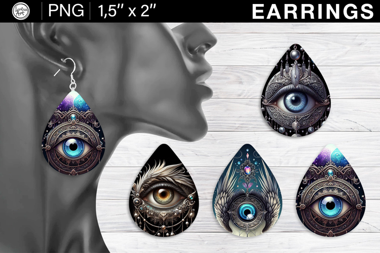 Gothic Earrings sublimation designs, 4 PNG