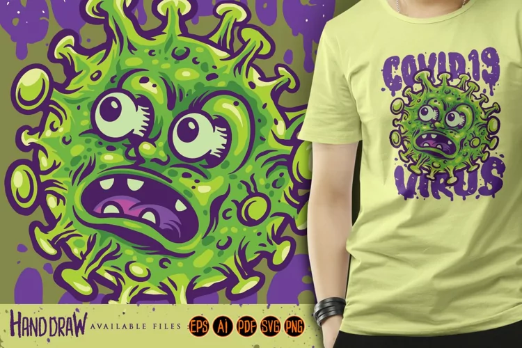 Covid 19 illustration separated Typeface Mascot