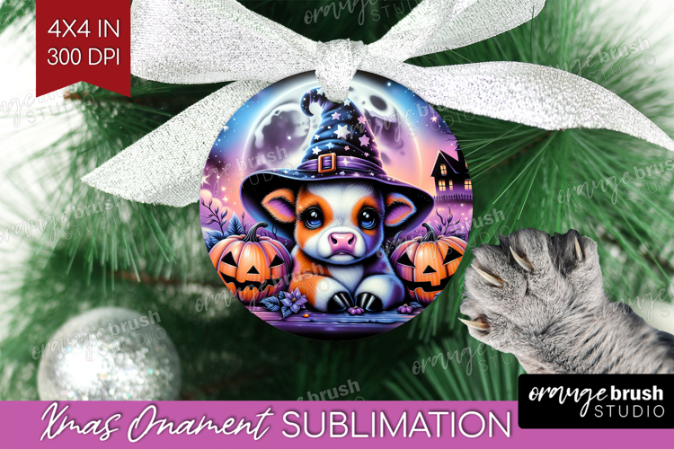 Cow Halloween Ornament PNG Cute Animal PNG Sublimation