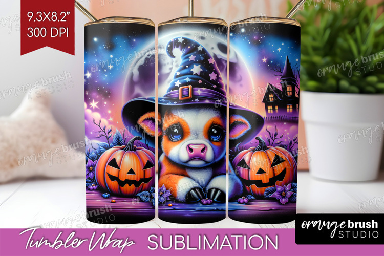 Cow Halloween Tumbler Wrap Cute Animal Tumbler PNG