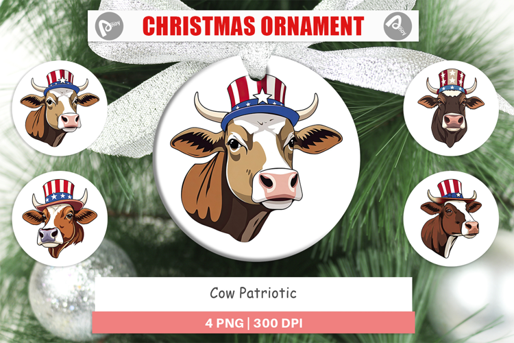 Ornament Cow Patriotic