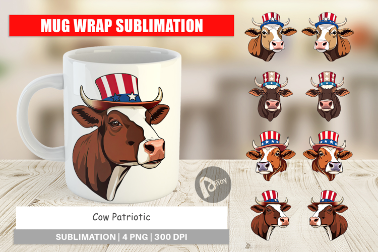 Mug Wrap Cow Patriotic