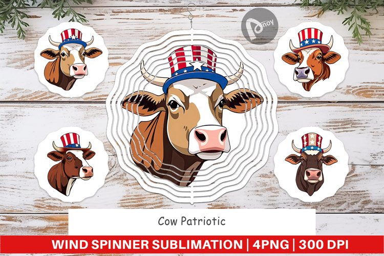 Wind Spinner Cow Patriotic