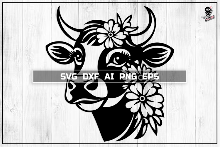 Cow SVG, Farm Animal Portrait Cut file