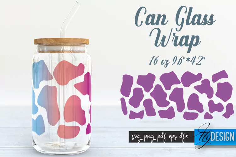 Can Glass Wrap | Animals SVG | Cow SVG Design | Template