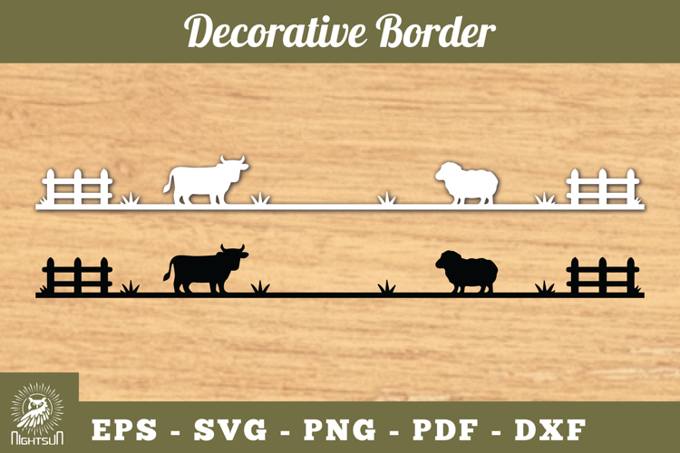 Cow and Sheep Border SVG example image 1